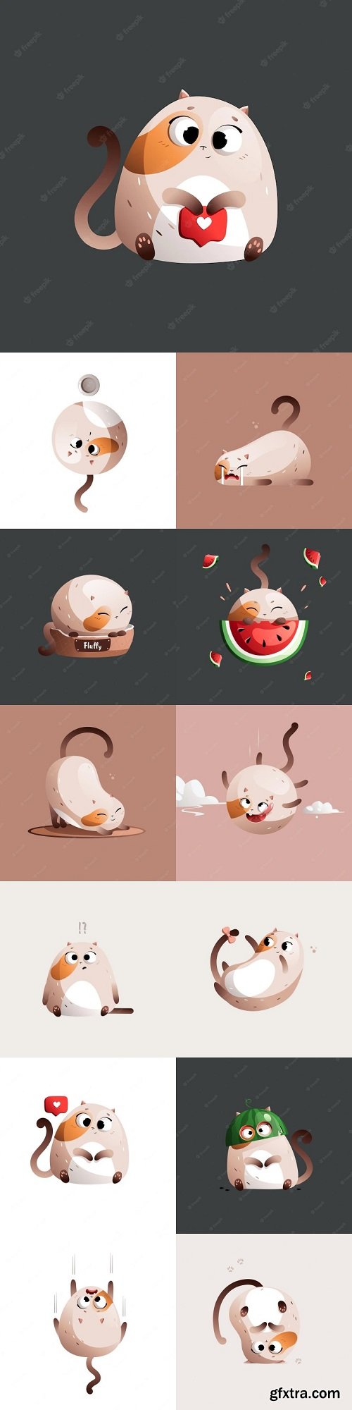 Beige cartoon fat cat vector art