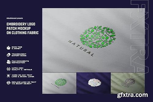 Embroidery logo patch mockup on clothing fabric PSD