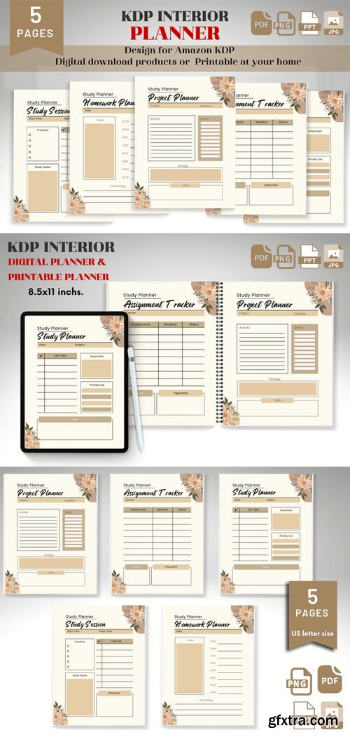 5 KDP Interior Planner Pages Design Templates