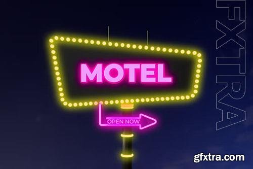 Neon Motel Sign Mockup PSD