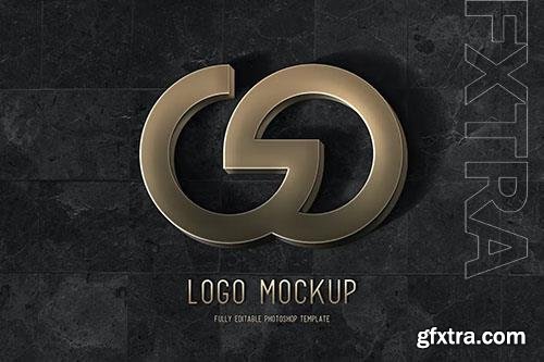 Gold Metal Logo Mockup PSD