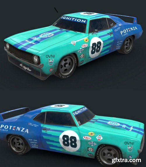 Camaro drift racing lowpoly version 3D Model