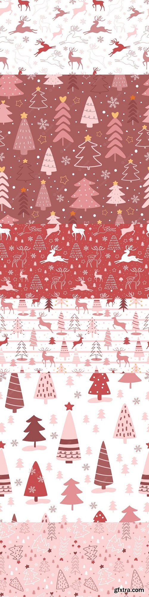 Winter and christmas themed seamless patterns