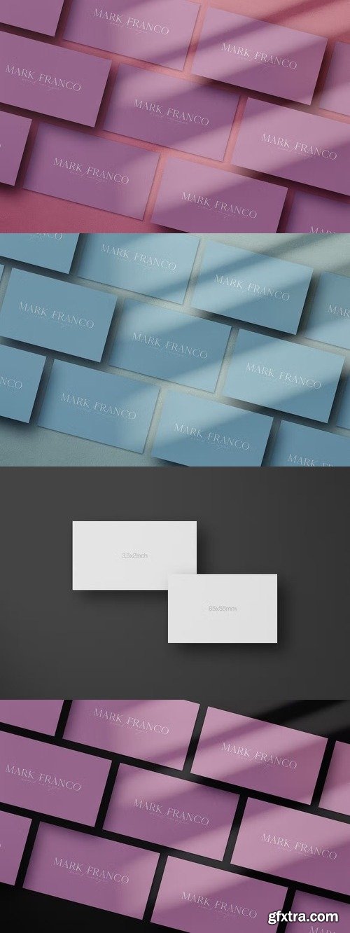 Grid Business Cards Mockup