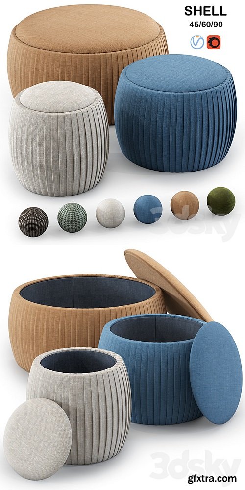 Dantone Pouf Shell 45/60/90 cm