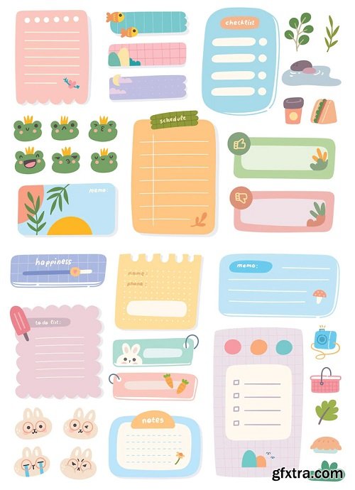 Cute hand drawn planner, journal, notepad, paper vector illustration