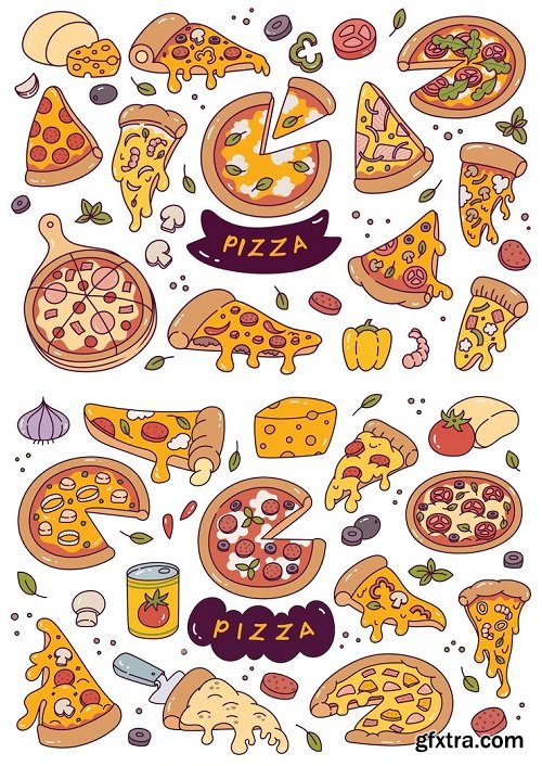 Hand drawn pizza doodle