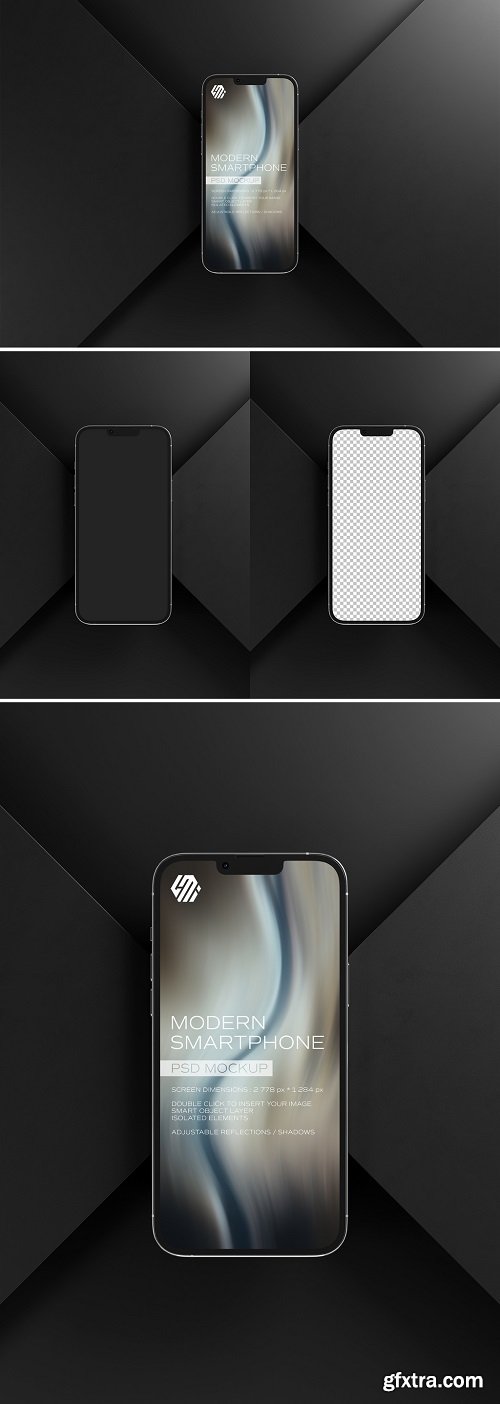 Mobile Phone Screen Mockup on Black