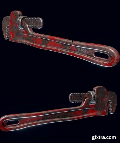 Old Pipe Wrench 3D Model