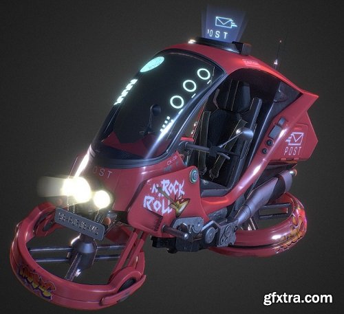 Futuristic Postmans Hovercraft 3D Model
