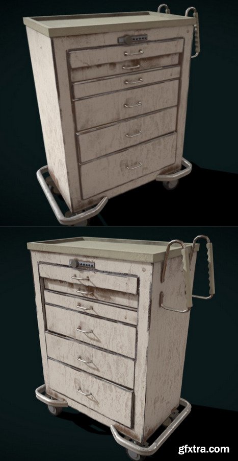 Rusty medical cart 3D Model