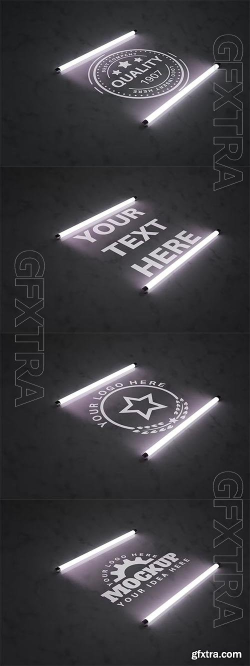 Logo in the light of fluorescent lamps - mockup