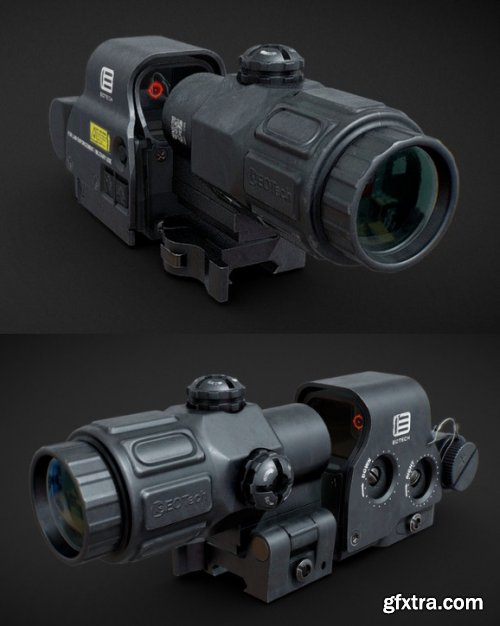  EOTech EXPS3 With Magnifier 3x 3D Model 