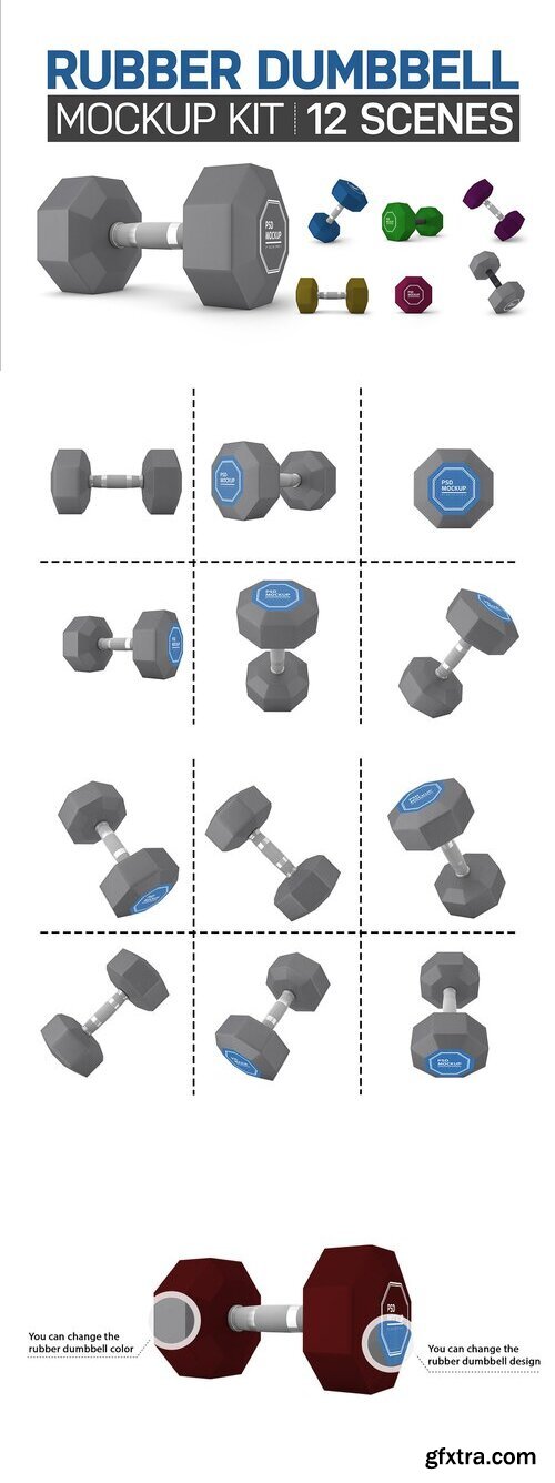 CreativeMarket - Rubber Dumbbell Kit 7528847