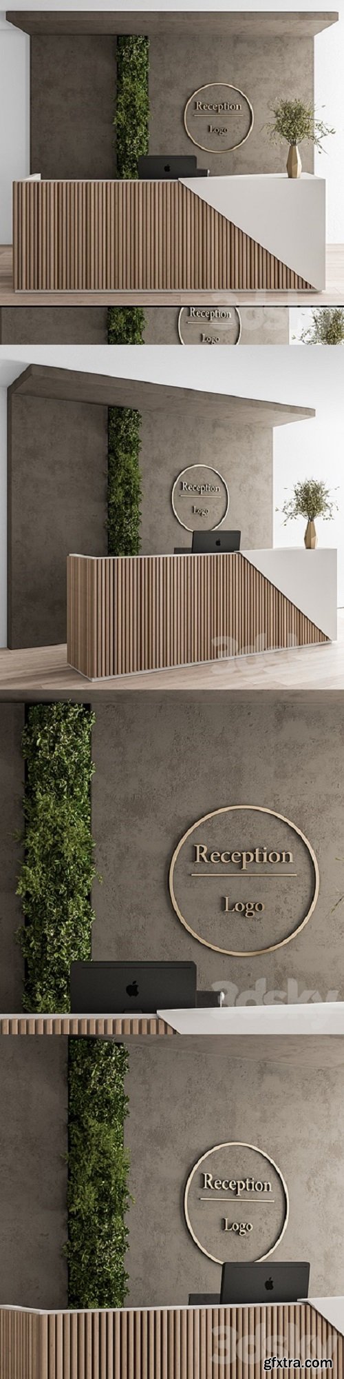 Reception Desk and Wall Decoration – Set 08