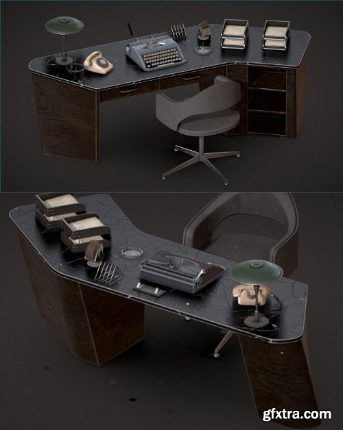 Retro Office Supplies 3D Model