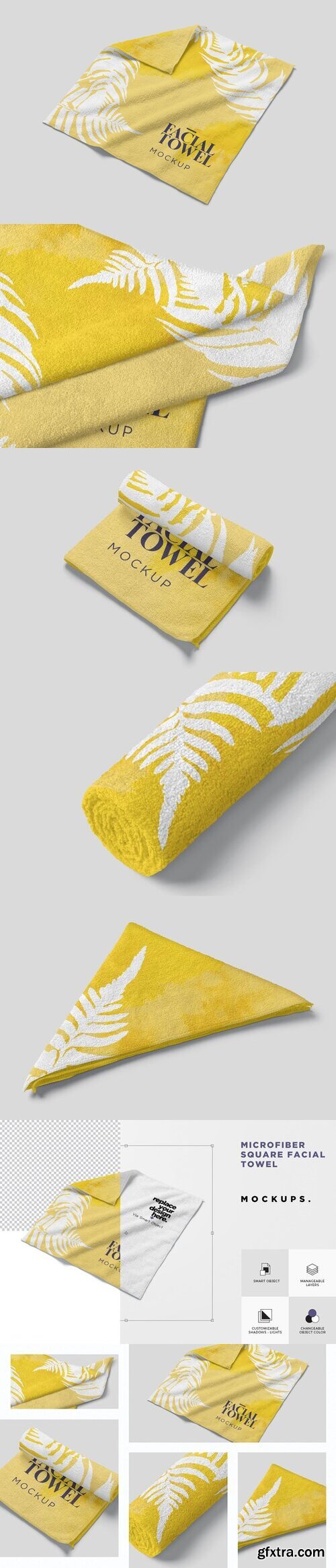 CreativeMarket - Microfiber Face Towel Mockups 7498799