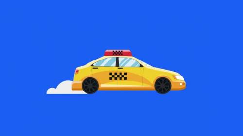 Videohive - Taxi Car Driving On Purple Background - 40519954 - 40519954