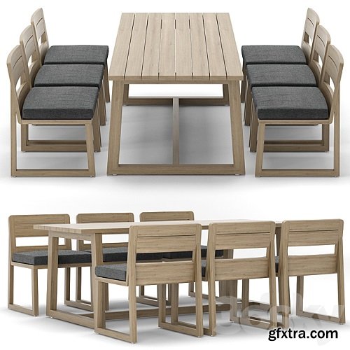 RH Outdoor Sebastian rectangular table chair