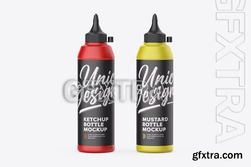 Ketchup and Mustard Bottle Mockup P9HEGLS