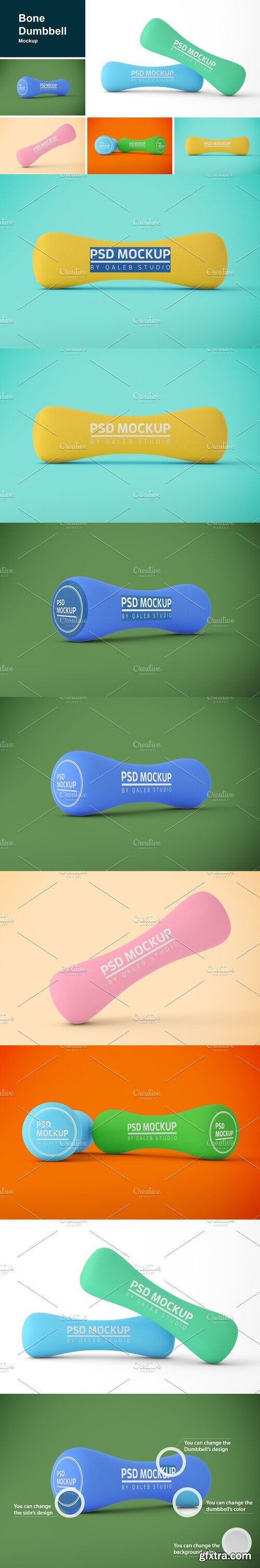 CreativeMarket - Bone Dumbbell Mockup 10259987