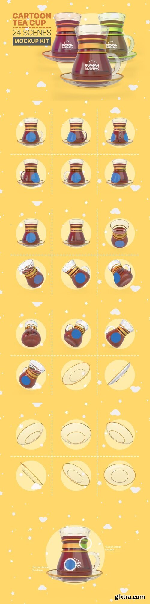 CreativeMarket - Cartoon Tea Cup Kit 7433942