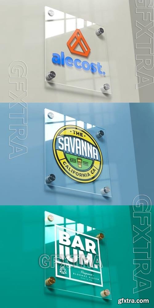 Square Acrylic Wall Sign Logo Mockup 64QAAC5