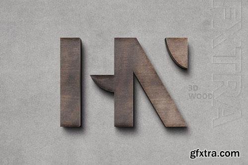 Wooden 3D Logo Mockup PSD