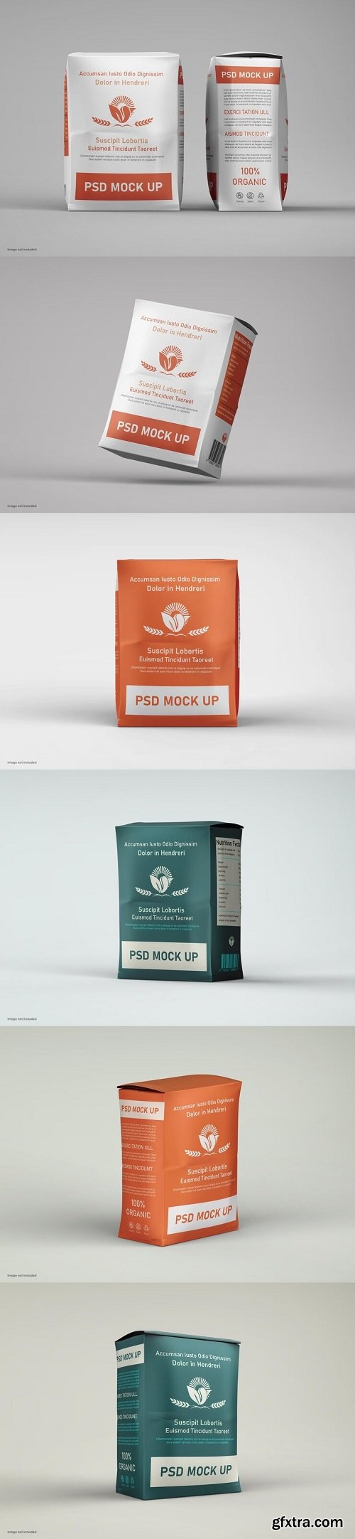 Matte paper flour bag package mockup