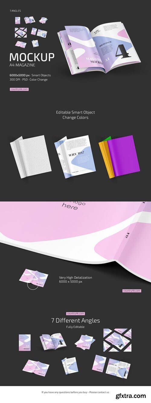 CreativeMarket - A4 Magazine Mockup Set 10474483