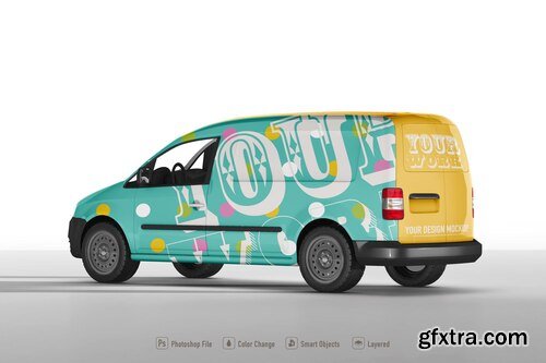 Van mockup on white background