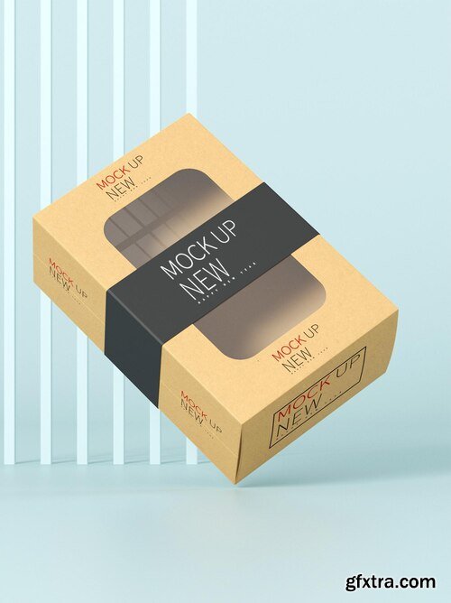 Transparent carton packaging mockup design