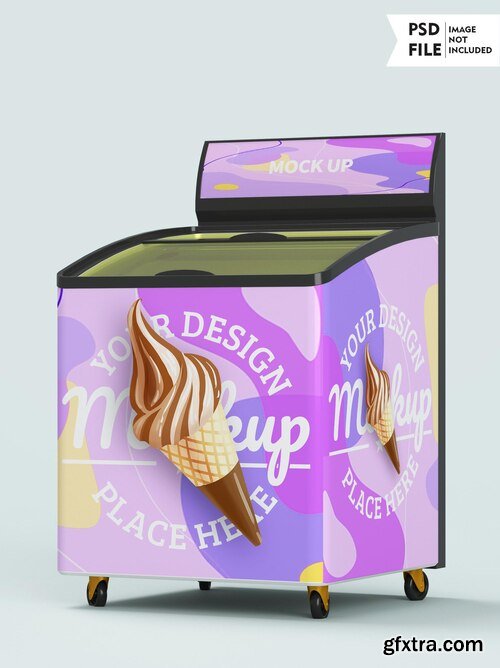 Ice cream box cabinet mockup design