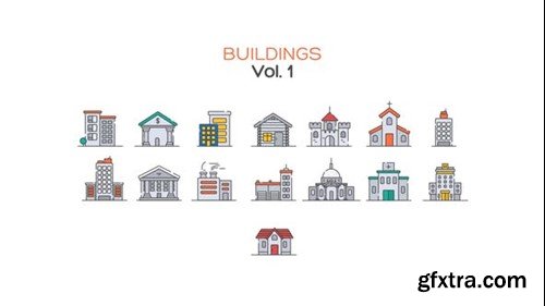 Videohive Buildings Line Icons Vol.1 40330860