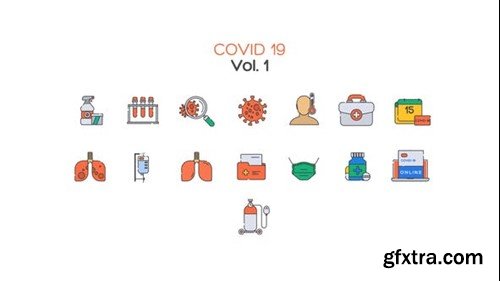 Videohive Covid 19 Line Icons Vol.1 40332003