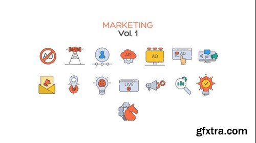 Videohive Marketing Line Icons Vol.1 40453077