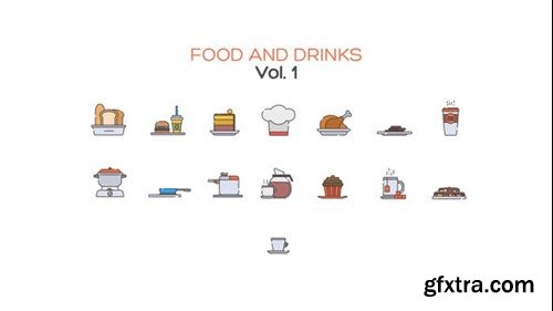 Videohive Food and Drinks Line Icons Vol.1 40436358