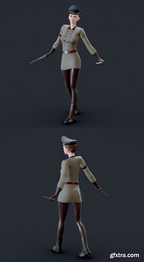 Military Girl Game Ready Low Poly 3D Model 3D Model