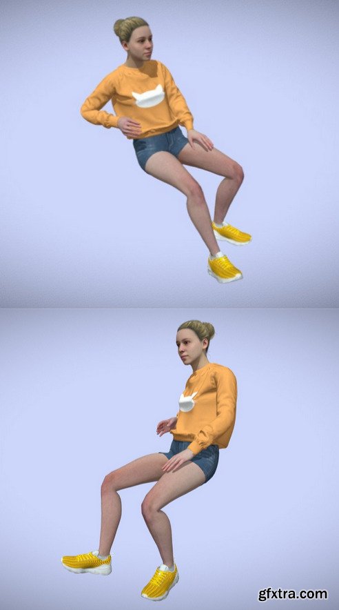 Woman Character Sitting & Talking 3D Model