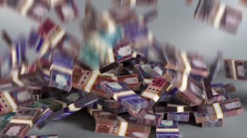 Videohive - Qatar Money - Riyal Stacked Money Falling - Qatari Currency - 40575185 - 40575185