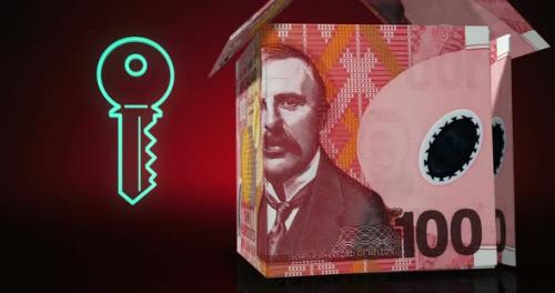 Videohive - New Zealand dollar 100 NZD money banknotes paper house on the table - 40631767 - 40631767