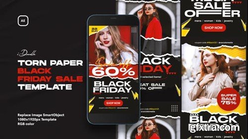 Videohive Torn Paper Black Friday Sale Instagram Stories 40657991