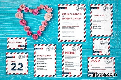 Airmail Wedding Invitation Suite PSD