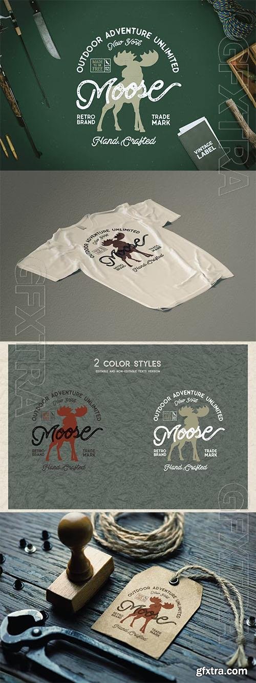 Moose Vintage Logo Template Label