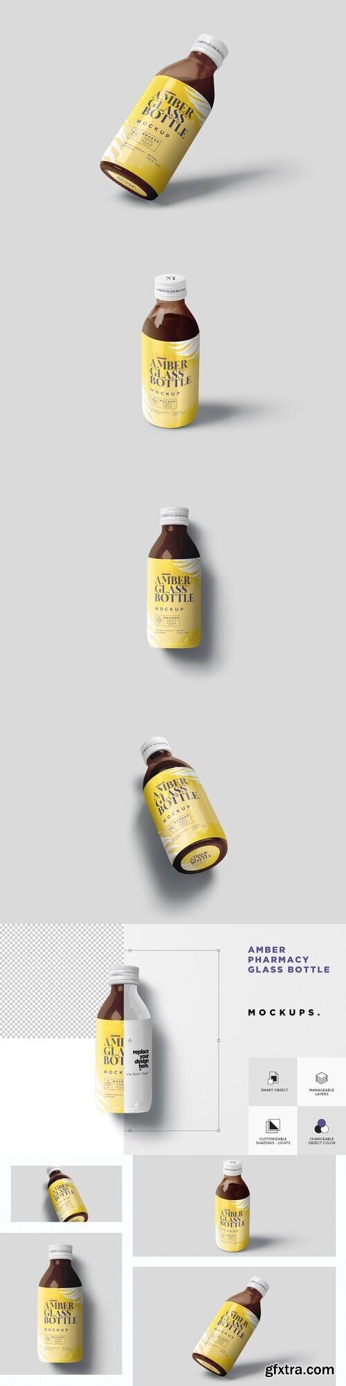 CreativeMarket - Amber Glass Syrup Bottle Mockups 7540196