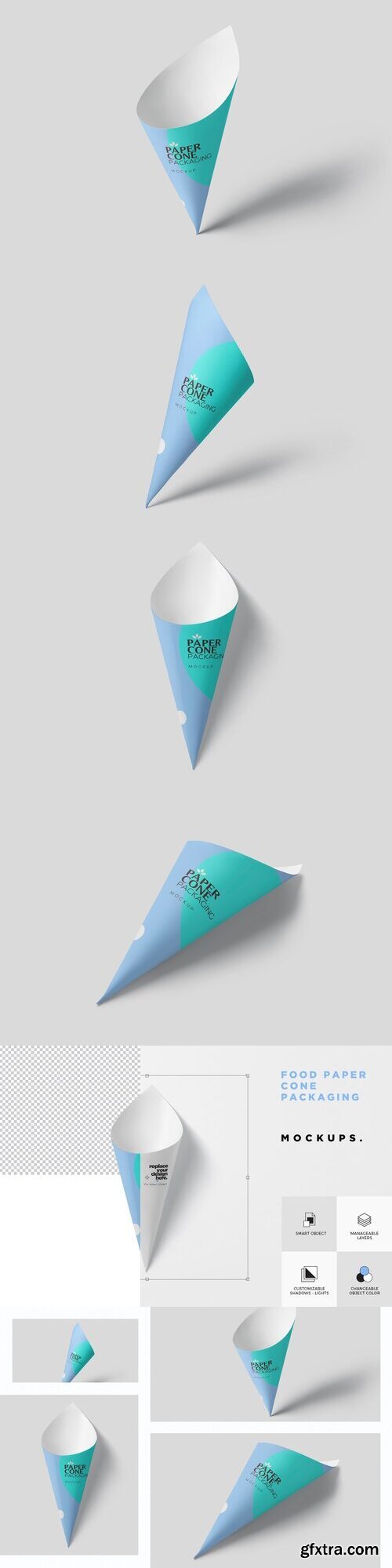 CreativeMarket - Paper Cone Mockups 7540180