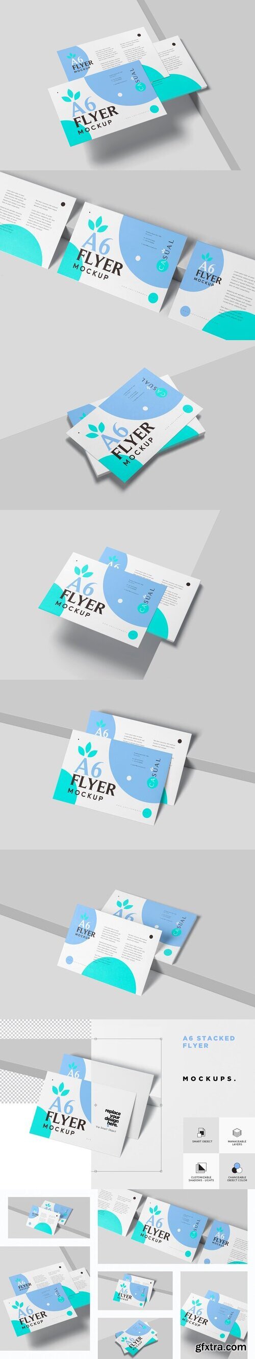 CreativeMarket - A6 Flyer Stack Mockups 7540169