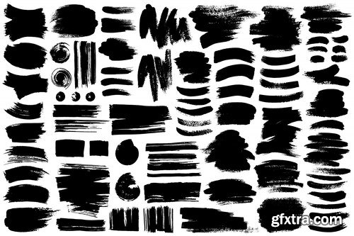 Collection of different ink brush strokes