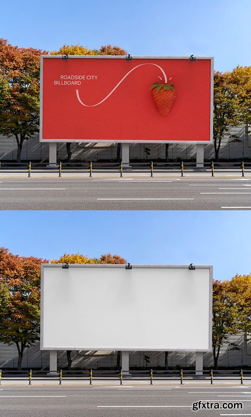 City Roadside Billboard PSD Mockup Template