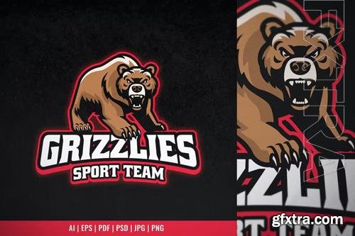 Grizzly Bear Sport Team Mascot Logo